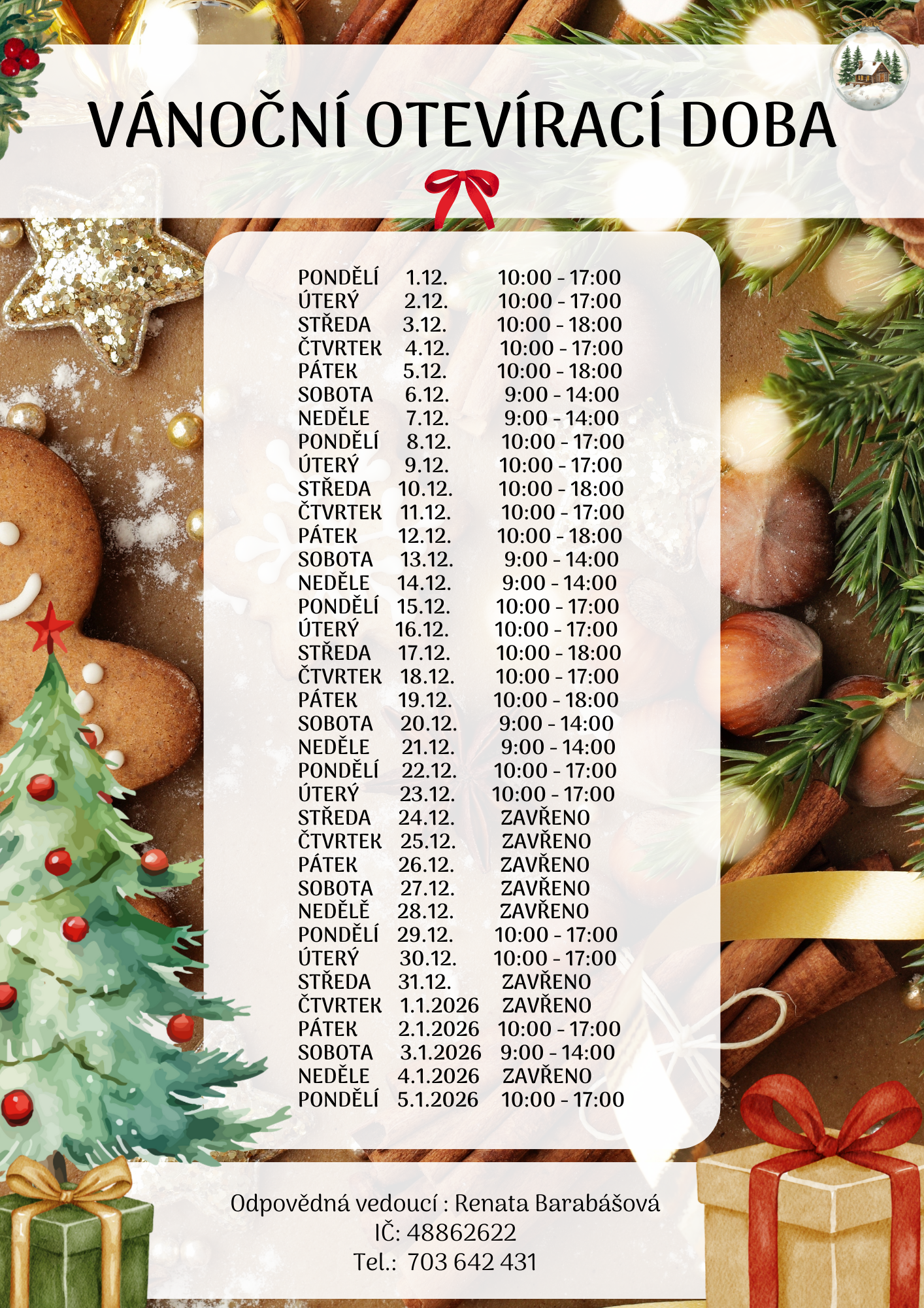 vánoční otevírací doba 2026